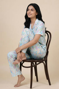 Zivame Woven Loungewear Set - Ice Water — thumbnail 5
